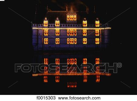France, Touraine, Azay le Rideau, castle by night View Large Photo Image Stock Image - France, Touraine, Azay le Rideau, castle by night. Fotosearch