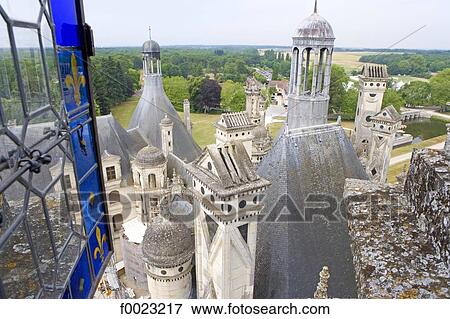 France, Touraine, Chambord, view of castle roofs View Large Photo Image Stock Photo - France, Touraine, Chambord, view of castle roofs. Fotosearch