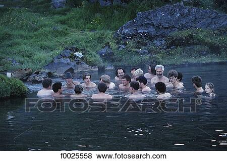 Iceland, Landmannalaugar, swimming in warm spring View Large Photo Image Stock Photo - Iceland, Landmannalaugar, swimming in warm spring. Fotosearch