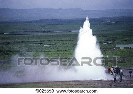 Iceland, site of Geysir, Strokkur geyser View Large Photo Image Stock Photo - Iceland, site of Geysir, Strokkur geyser. Fotosearch