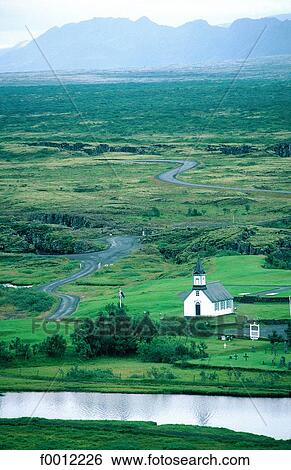 Stock Photograph - Iceland, Thingvellir, general view of the valley. Fotosearch
