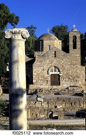 Cyprus, Paphos, church of Panayia Chrysopolitissa and ruins of a basilica, column View Large Photo Image Stock Image - Cyprus, Paphos, church of Panayia Chrysopolitissa and ruins of a basilica, column. Fotosearch