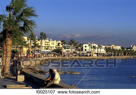 Cyprus, Paphos, seafront View Large Photo Image Stock Photo - Cyprus, Paphos, seafront. Fotosearch