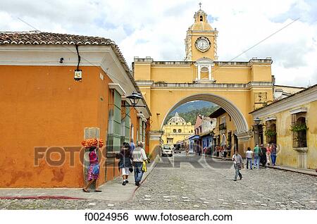 Guatemala, Antigua, Santa Catarina arch View Large Photo Image Stock Photograph - Guatemala, Antigua, Santa Catarina arch. Fotosearch