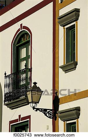 Stock Image - Spain, Canary Islands, Gran Canaria, Puerto Mogan, facade of traditional dwelling. Fotosearch
