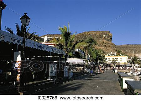 Spain, Canary Islands, Gran Canaria, Puerto Mogan, seafront restaurants View Large Photo Image Stock Photograph - Spain, Canary Islands, Gran Canaria, Puerto Mogan, seafront restaurants. Fotosearch