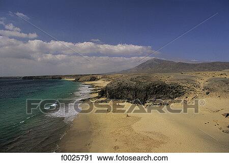 Spain, Canary Islands, Lanzarote, near Playa Blanca, beach View Large Photo Image Stock Image - Spain, Canary Islands, Lanzarote, near Playa Blanca, beach. Fotosearch