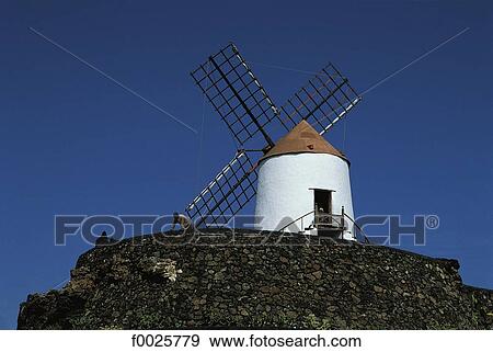 Spain, Canary Islands, Lanzarote, cactus garden, windmill View Large Photo Image Stock Photo - Spain, Canary Islands, Lanzarote, cactus garden, windmill. Fotosearch