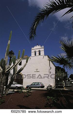Stock Photography - Spain, Canary Islands, Lanzarote, Yaiza, church of Nuestra Senora de Los Remedios. Fotosearch
