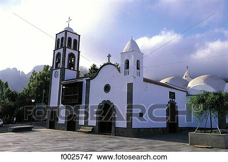Stock Photo - Spain, Canary Islands, Tenerife, Santiago del Teide, church. Fotosearch