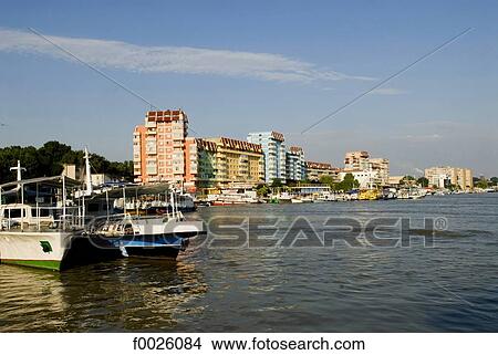 Picture - Romania, Dobruja, Tulcea, harbour on the Danube. Fotosearch