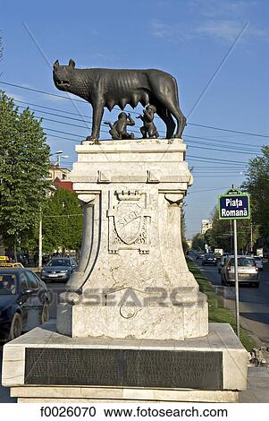 Romania, Muntenia, Bucharest, Romana Square, sculpture of she-wolf suckling Remus and Romulus View Large Photo Image Stock Image - Romania, Muntenia, Bucharest, Romana Square, sculpture of she-wolf suckling Remus and Romulus. Fotosearch
