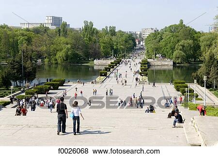 Stock Photo - Romania, Muntenia, Bucharest, stroll in the Carol Park. Fotosearch