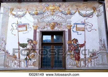 Romania, Muntenia, Sinaia, Peles Castle, trompe l'œil fresco View Large Photo Image Stock Photo - Romania, Muntenia, Sinaia, Peles Castle, trompe l'œil fresco. Fotosearch
