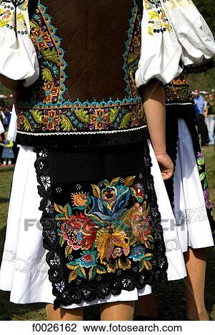 Stock Image - Romania, Transylvania, Ibanesti, traditional costume. Fotosearch