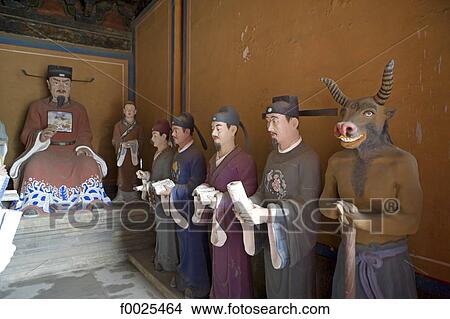 Picture - China, Beijing, Dong Yue Miao temple, court of justice of the world of the dead, statues. Fotosearch