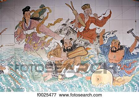 Stock Photo - China, Beijing, Dong Yue Miao temple, painted ceramic tiles. Fotosearch
