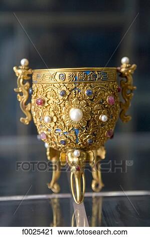 Stock Image - China, Beijing, Forbidden City, Palace Museum, imperial bowl. Fotosearch