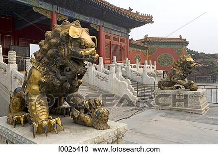 China, Beijing, Forbidden City, statues of lions at the palace's entrance View Large Photo Image Stock Image - China, Beijing, Forbidden City, statues of lions at the palace's entrance. Fotosearch