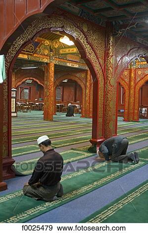 China, Beijing, Niujie mosque, faithful at prayer View Large Photo Image Stock Photo - China, Beijing, Niujie mosque, faithful at prayer. Fotosearch