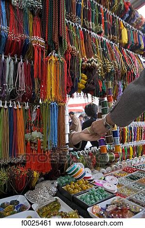 Stock Image - China, Beijing, Panjiayuan market, pearls for sale. Fotosearch
