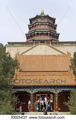 Stock Photo - China, Beijing, Summer Palace, Tower of Buddhist Incense. Fotosearch