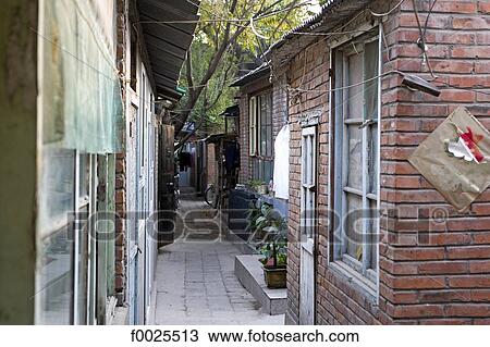 Stock Image - China, Beijing, traditional lane called "hutong". Fotosearch