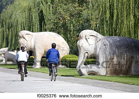 China, near Beijing, Ming Dynasty Tombs, Changling Tomb, statues of elephants lining the sacred way View Large Photo Image Stock Photograph - China, near Beijing, Ming Dynasty Tombs, Changling Tomb, statues of elephants lining the sacred way. Fotosearch