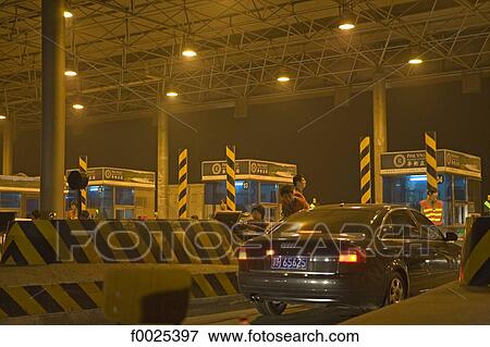 China, near Beijing, toll booths on highway by night View Large Photo Image Stock Photo - China, near Beijing, toll booths on highway by night. Fotosearch