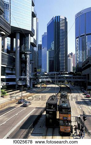 China, Hong Kong, Central District, tramway View Large Photo Image Stock Photo - China, Hong Kong, Central District, tramway. Fotosearch
