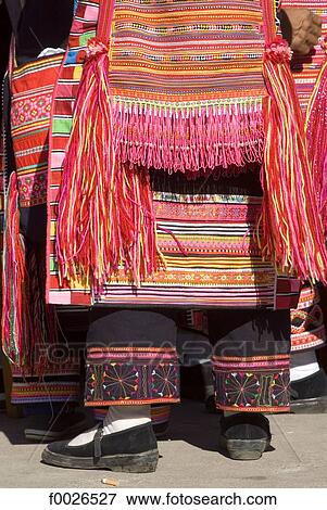 Stock Photo - China, Yunnan, Lancang, close-up of traditional Lahu costume. Fotosearch