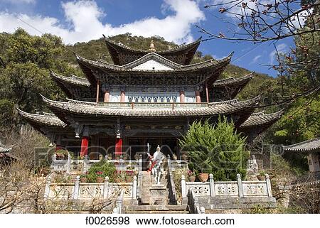 China, Yunnan, Lijiang, black dragon pool Park, Taoist temple View Large Photo Image Stock Photo - China, Yunnan, Lijiang, black dragon pool Park, Taoist temple. Fotosearch