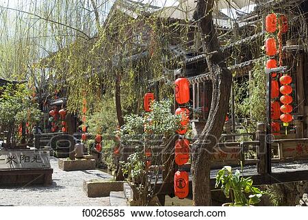 Stock Photography - China, Yunnan, Lijiang, small square. Fotosearch