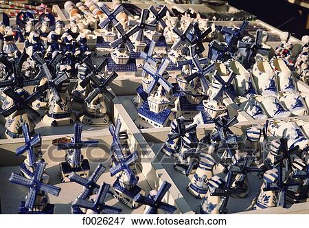 Stock Photo - The Netherlands, North Holland, Amsterdam, porcelain windmills. Fotosearch
