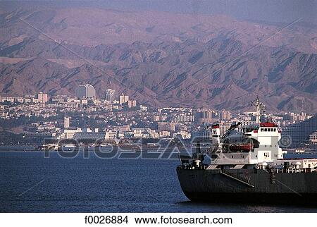 Picture - Israel, Eilat from Aqaba in Jordan. Fotosearch