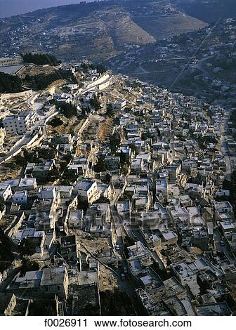 Israel, Jerusalem, aerial view of the Palestinian quarter View Large Photo Image Stock Image - Israel, Jerusalem, aerial view of the Palestinian quarter. Fotosearch