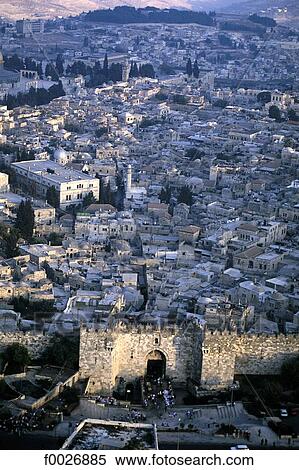 Israel, Jerusalem, aerial view of the old town View Large Photo Image Stock Photography - Israel, Jerusalem, aerial view of the old town. Fotosearch