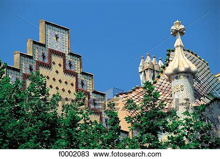 Stock Image - Spain, Barcelona, Casa Batllo, Gaudi architecture. Fotosearch