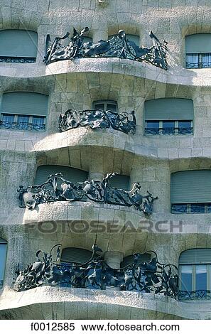 Spain, Barcelona, Casa Mila balconies View Large Photo Image Stock Photography - Spain, Barcelona, Casa Mila balconies. Fotosearch