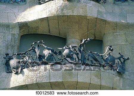 Stock Image - Spain, Barcelona, Casa Mila balcony. Fotosearch