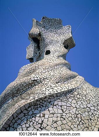 Spain, Barcelona, Casa Mila, the main chimney View Large Photo Image Picture - Spain, Barcelona, Casa Mila, the main chimney. Fotosearch