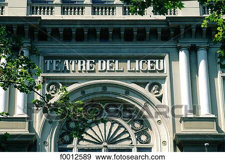 Stock Photo - Spain, Barcelona, entrée de l'opéra, le Liceu. Fotosearch