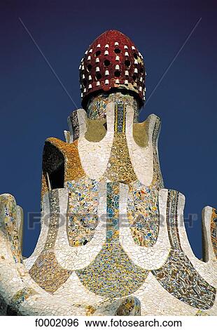 Stock Photograph - Spain, Barcelona, Parc Guell, Gaudi architecture. Fotosearch