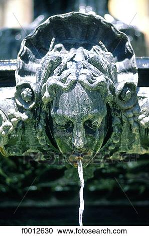 Stock Image - Spain, Barcelona, place Real, fountain. Fotosearch