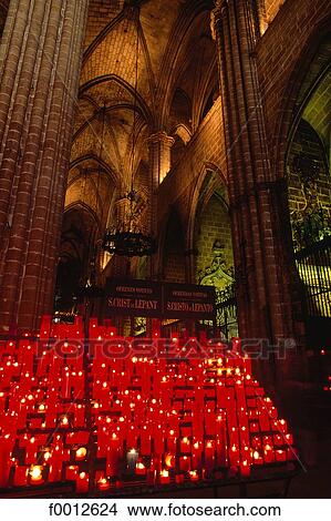 Spain, Barcelona, votive candles in the Sagrada Familia View Large Photo Image Picture - Spain, Barcelona, votive candles in the Sagrada Familia. Fotosearch