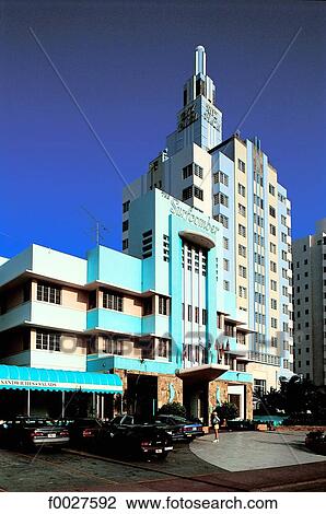 Stock Image - United States, Florida, Miami Beach, Art Deco building. Fotosearch
