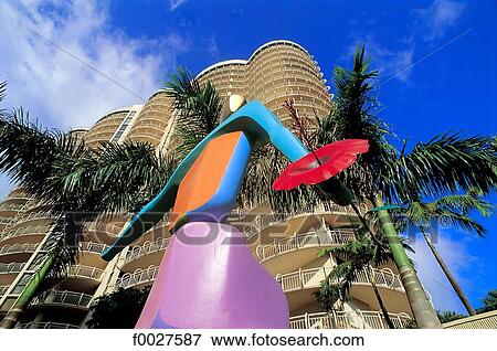 United States, Florida, Miami Beach, sculpture and building View Large Photo Image Stock Photo - United States, Florida, Miami Beach, sculpture and building. Fotosearch