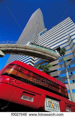 United States, Florida, Miami, car, "Metrorail" and First Union Bank Building View Large Photo Image Stock Photograph - United States, Florida, Miami, car, "Metrorail" and First Union Bank Building. Fotosearch