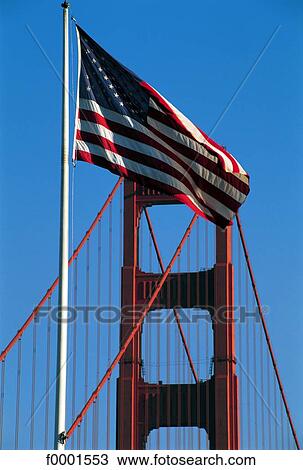 United States, California, San Francisco, American flag and Golden Gate Bridge View Large Photo Image Stock Image - United States, California, San Francisco, American flag and Golden Gate Bridge. Fotosearch
