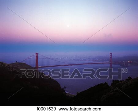 United States, California, San Francisco, Golden Gate Bridge at dusk View Large Photo Image Stock Photo - United States, California, San Francisco, Golden Gate Bridge at dusk. Fotosearch